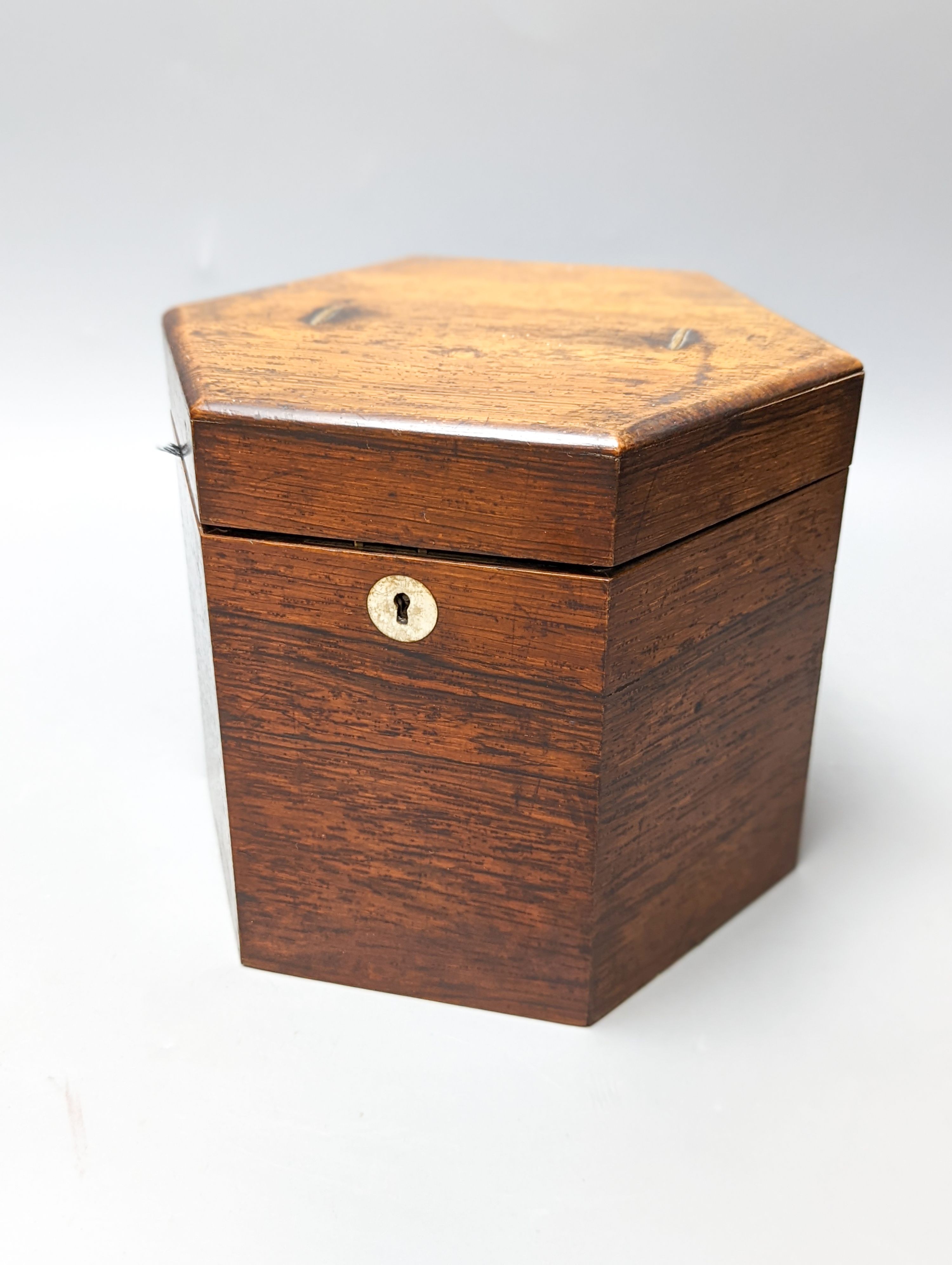 A 19th century rosewood 48 button cased concertina, by Butler, Haymarket, London, rosewood box, damage